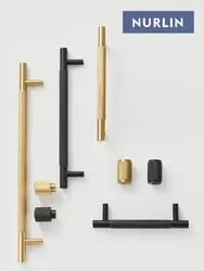 Nurlin Brass  Diamond-cut Cross Knurl Pattern Gold Black Cabinet Handles Wardrobe Pull T-bar Knobs 500mm Long Available Kitchen