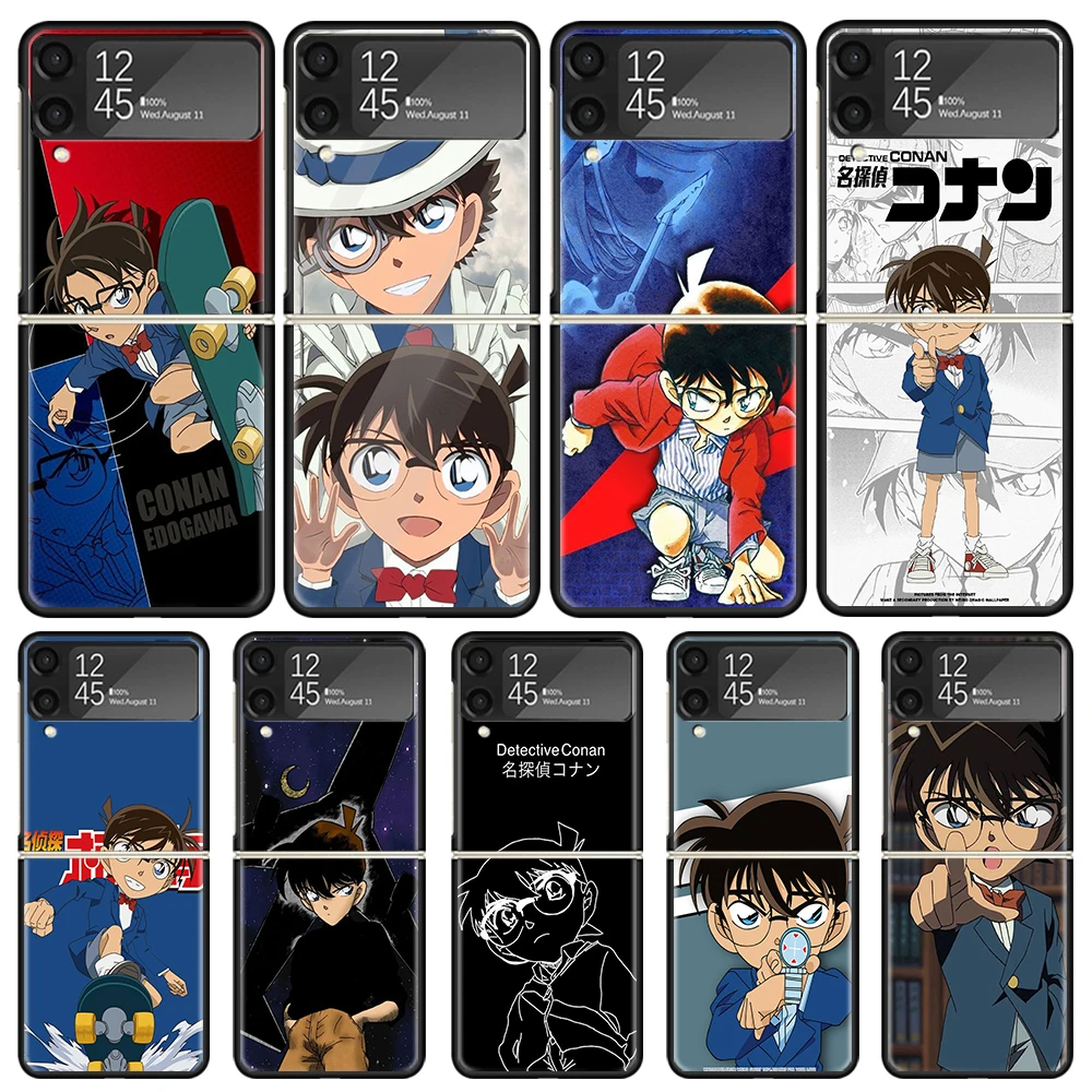 Anime Detective Conan Phone Case for Samsung Galaxy Z Flip6 5G Flip4 Flip5 Flip3 Black Cover Z Flip 6 5 4 3 PC Shell Coque Galax