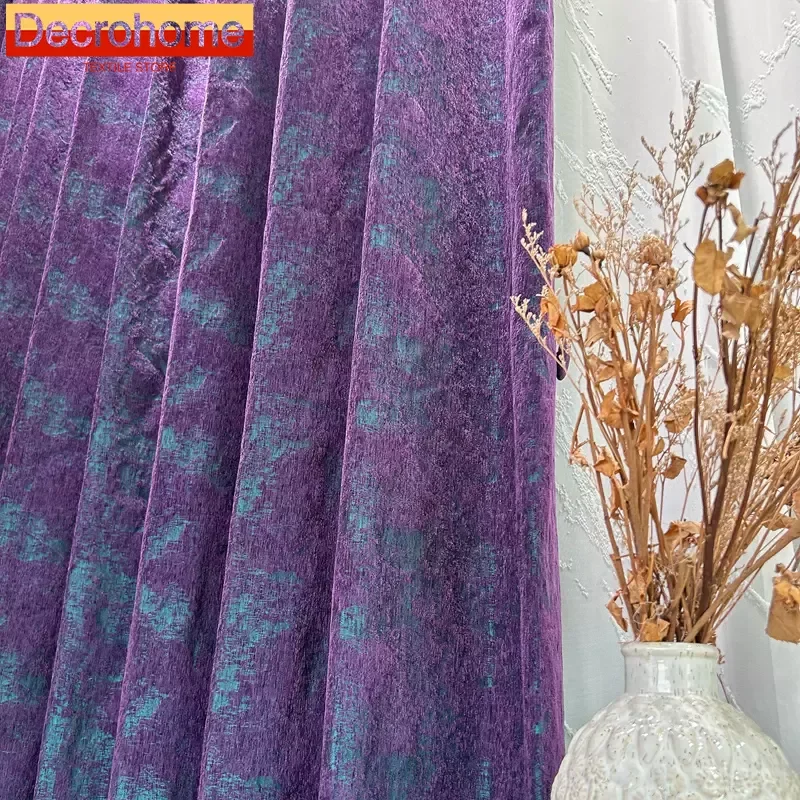 

Customized Purple Thickened Jacquard Chenille Blackout Curtains for Living Room Bedroom French Window Balcony and Bay Window