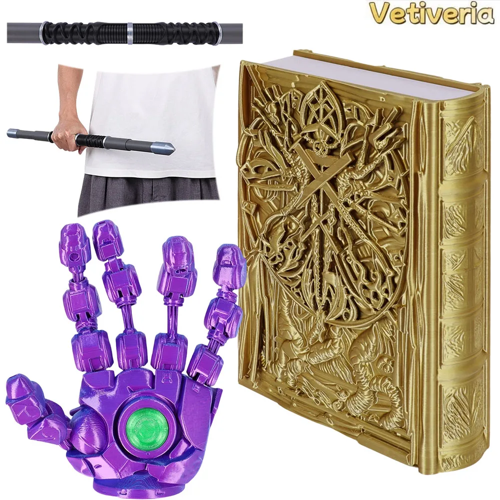 Cosplay Prop Book - Męski kostium Doom, złota magiczna księga,