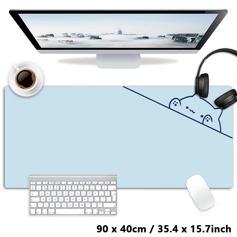 Kawaii Simple Design Pink Blue Black White Cute Cat Mouse Pad Desk Mat For Office Work Silicone Extra Large Gaming Mousepad