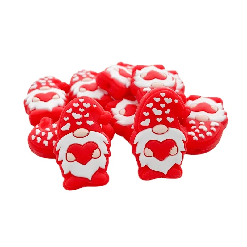 20Pcs Creative Silicone Focal Valentine's Day Teething Loose Beads for Jewelry Making DIY Pacifier Chain Baby Toys Accessories