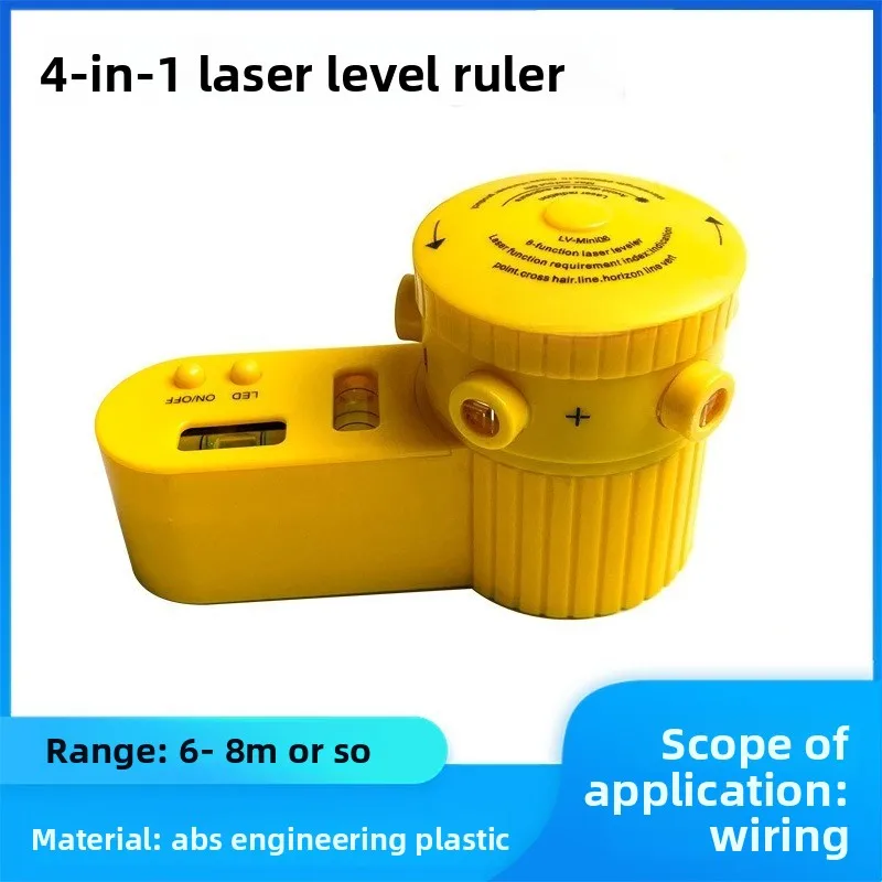 Multi-Function Laser Level Tape, 4-in-1 Laser Measuring Tool with Horizontal/Vertical Bubbles for Wall Marking & Alignment