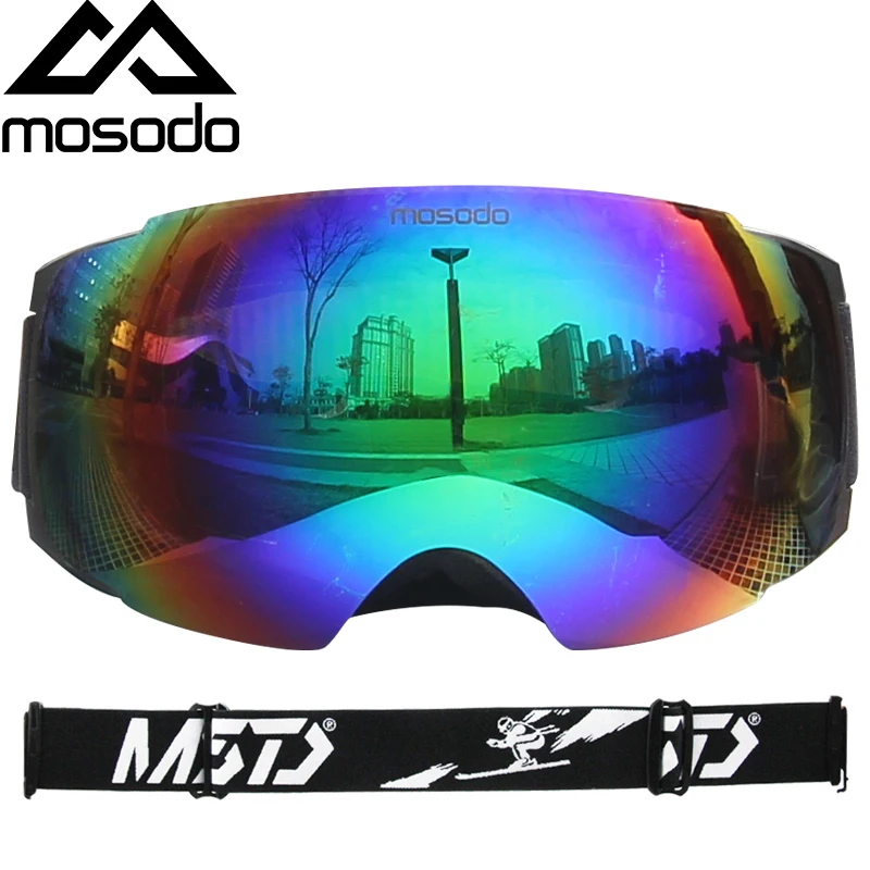 Mosodo Magnet Ski Goggles Men Women Snowboard Anti-Fog Skiing Snow Large Spherical Winter Ski Glasses