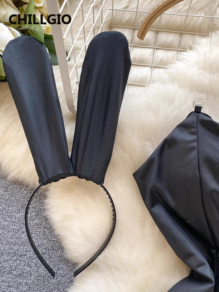Chillgio Vrouwen Sexy Bodycon Bodysuits Mode Erotische Nachtkleding Rugloze Catsuits Schattige Rompers Eendelig Combinatie Bunny Onesie
