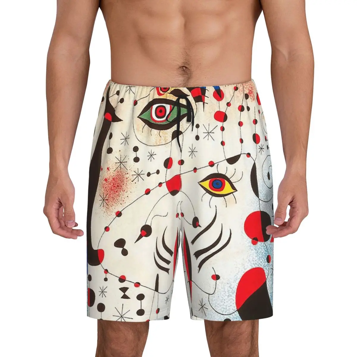 

Custom Joan Miro Short Pajama Pants Men Sleepwear Sleep Lounge Bottom Shorts Sleeping Pants