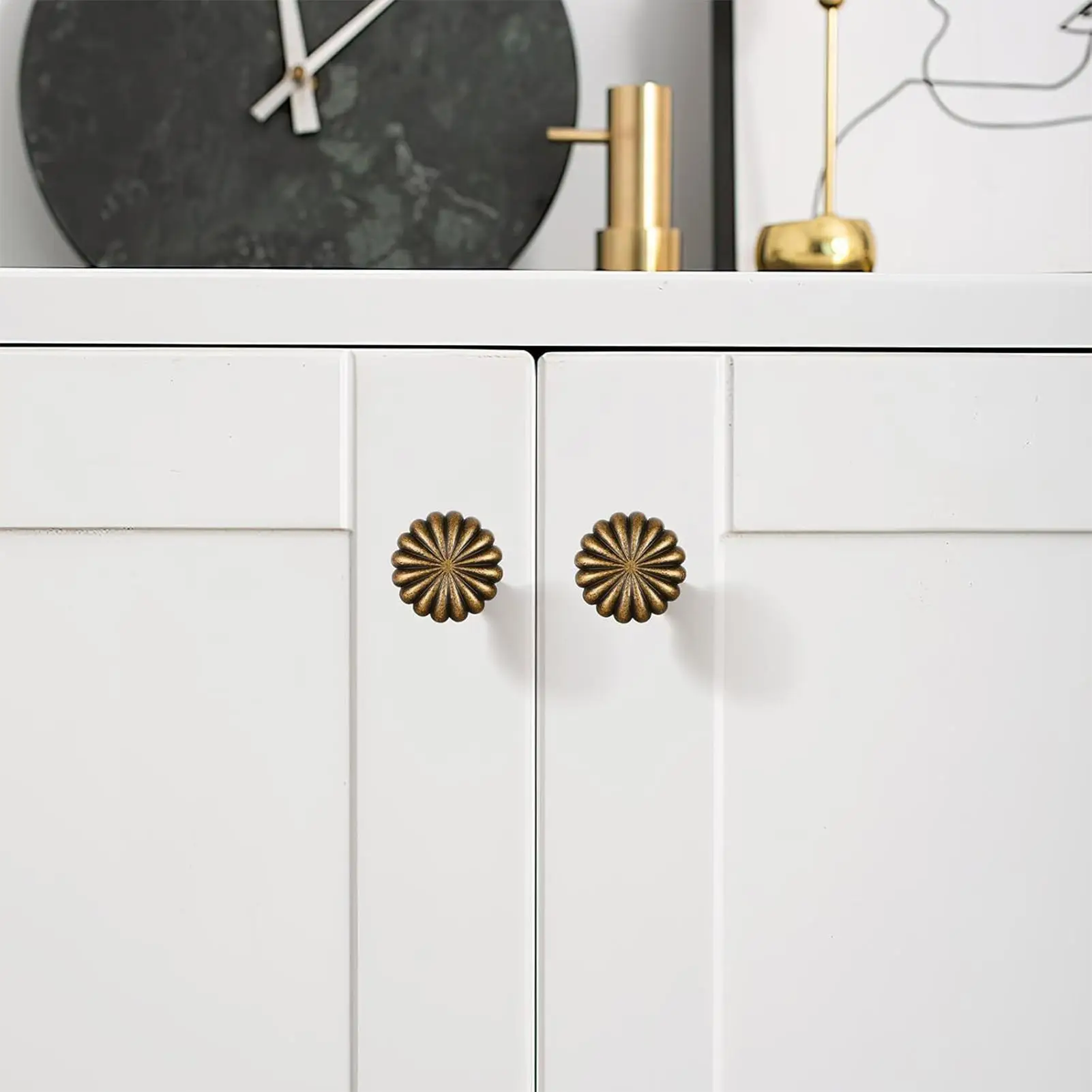 Cabinet Knobs 10 Pieces Pumpkin Cupboard Knobs Zinc Alloy Antique Round Cupboard Hardware For Bathroom Furniture Makeover Home