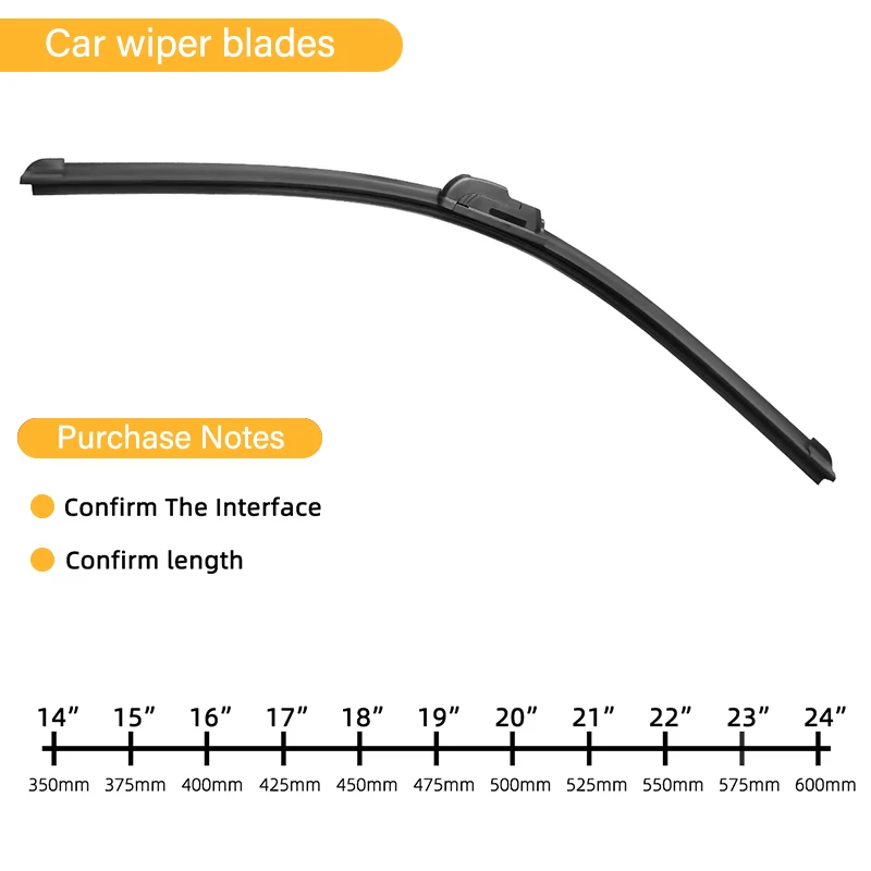 1Pc Car Windshield Wiper Blades U-type Universal Soft Rubber Frameless Bracketless Car Wipers 14