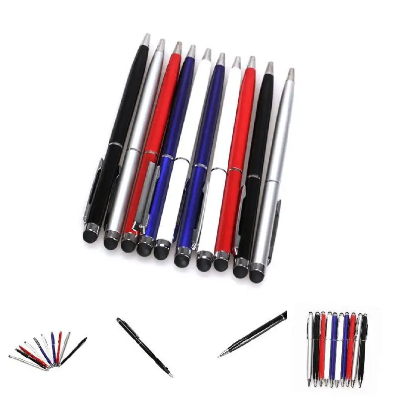10Pcs 2 In 1 Capacitive Touch Stylus Pen With Gel ink Ballpoint Pen For Phone Tablet