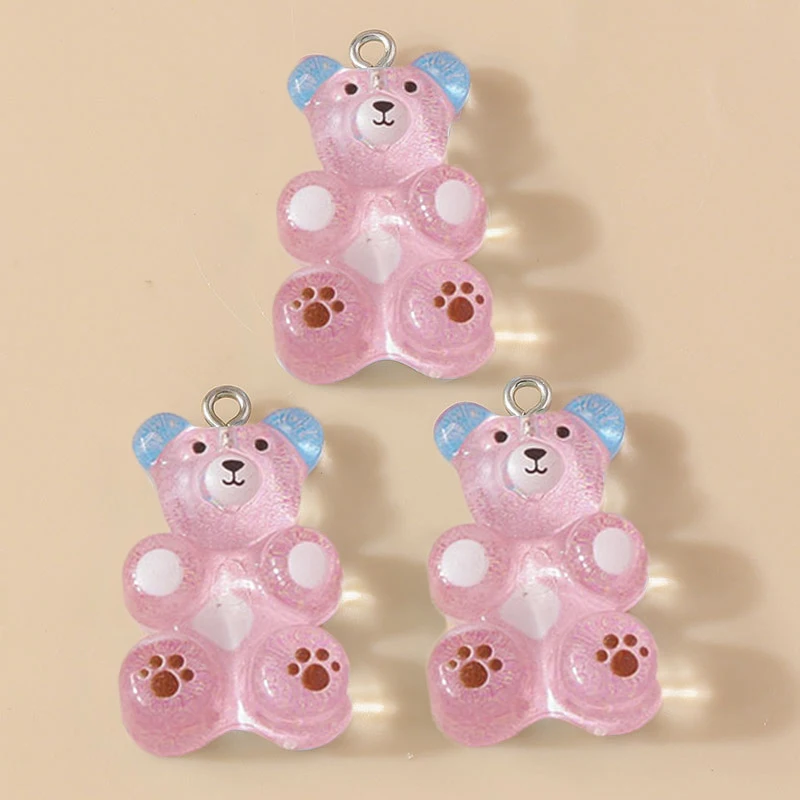 10 Stück 18x30mm Cartoon Harz Gummibärchen Anhänger für Schmuckherstellung, Ohrhänger, Halsketten, Armbänder, DIY Bastelbedarf – Detail 5