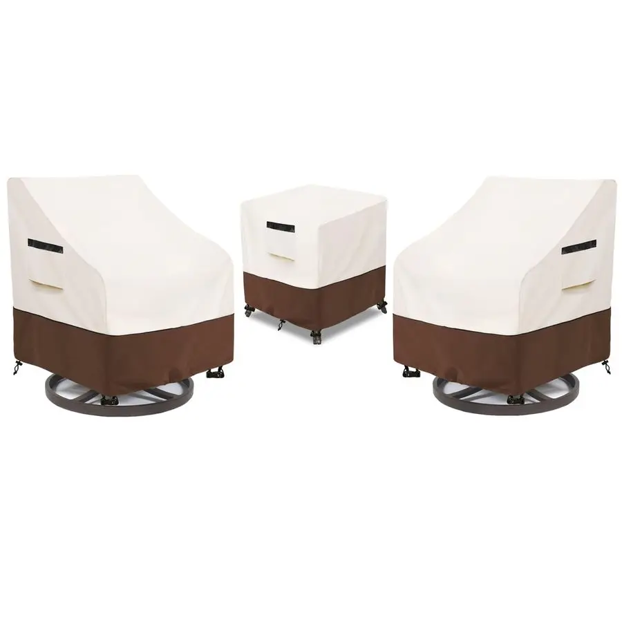 Furniture Set Covers for 3 Piece Outdoor Bistro,Waterproof 100 Outdoor Furniture Cover for 2 Swivel Chairs and Coffee Table,Beig