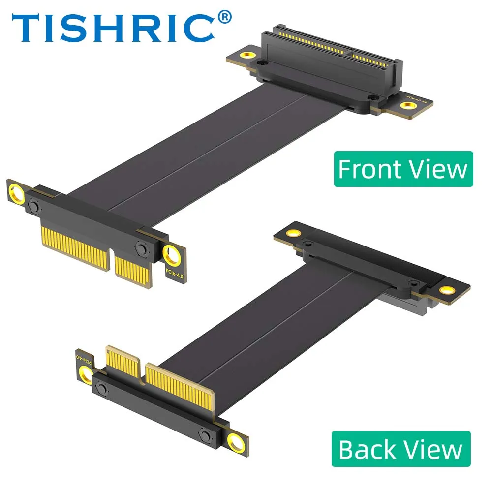 TISHRIC PCIE4.0 3,0 bis 1X/4X bis 4X Riser-Kabel PCIE X1 X4 Verlängerungskabel Dual 90 Grad rechtwinkliger Adapter Hochgeschwindigkeits-Extender – Detail 8