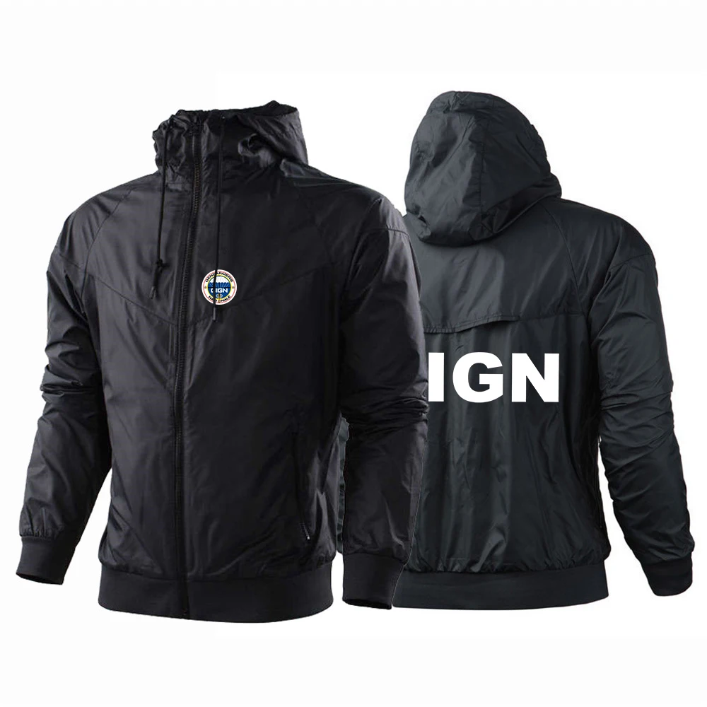 

2024 France Gendarmerie GIGN Men New Spring and Autumn Printing Trendy Breathable Stitching Windbreaker Thin Jacket Tops