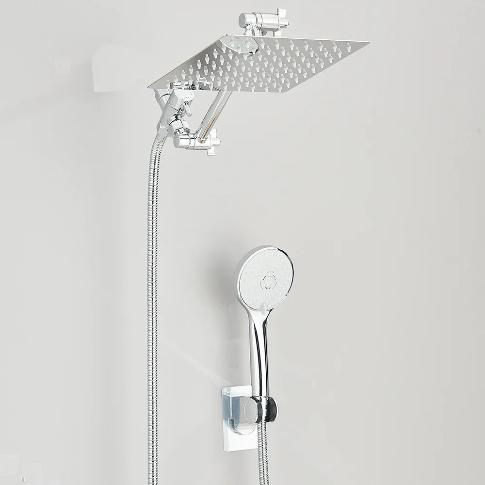 8 Inch 10 Inch High Pressure Rain Shower Head Combo with Adjustable Extension Arm and 3 Way Handheld Spray image 3