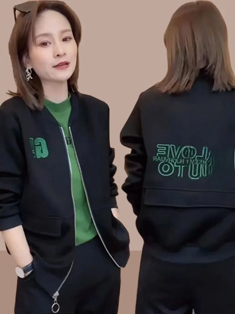 

Stylish Short Baseball Jacket for Women Casual Open Cardigan Coat Trendy Early Autumn Fashion Outerwear by Xiangduor