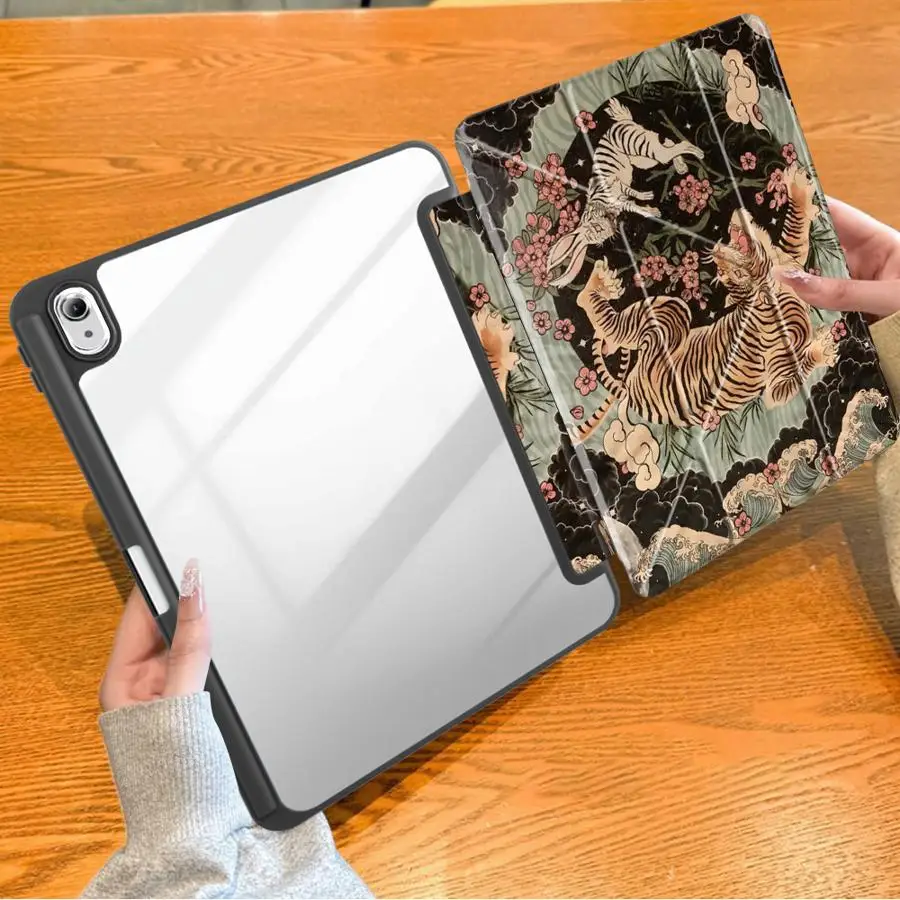 Vintage Tiger Tapestry With Pen Slot Cover Tablet Case For Samsung For Galaxy Tab S10 S10+ S9+ S7+ S8+ 12.4 inch A11 Plus A8
