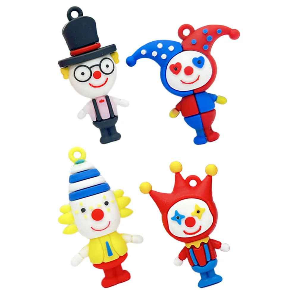 

4 Pcs Clown Pendant Keyring Charm Locket Plastic Embellishment Delicate Keychain of The Lid