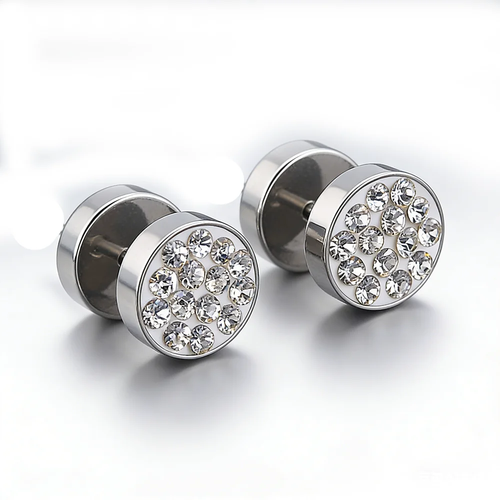 Sophisticated Faux Gauge Stud Set:1/9pairs Hypoallergenic 316L Steel, Men��s Earrings with Zirconia Sparkle of gifts for friends