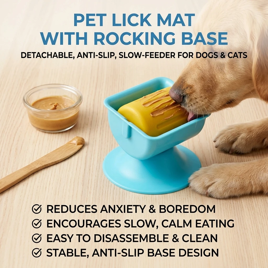 Innovative Slow Feeder Bowl Anti-bloat Design For Dogs Cats Swivel Licking Plate Non-slip Base Abs Pp Material Durable