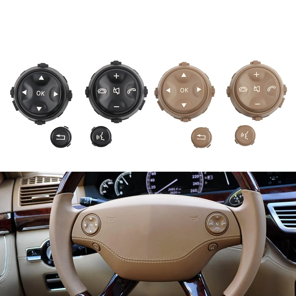 1 pair Car Steering Wheel Multi-Function Switch Pull Buttons Kit Replacement For Mercedes Benz W221 W216 S CL CLASS S280 S300