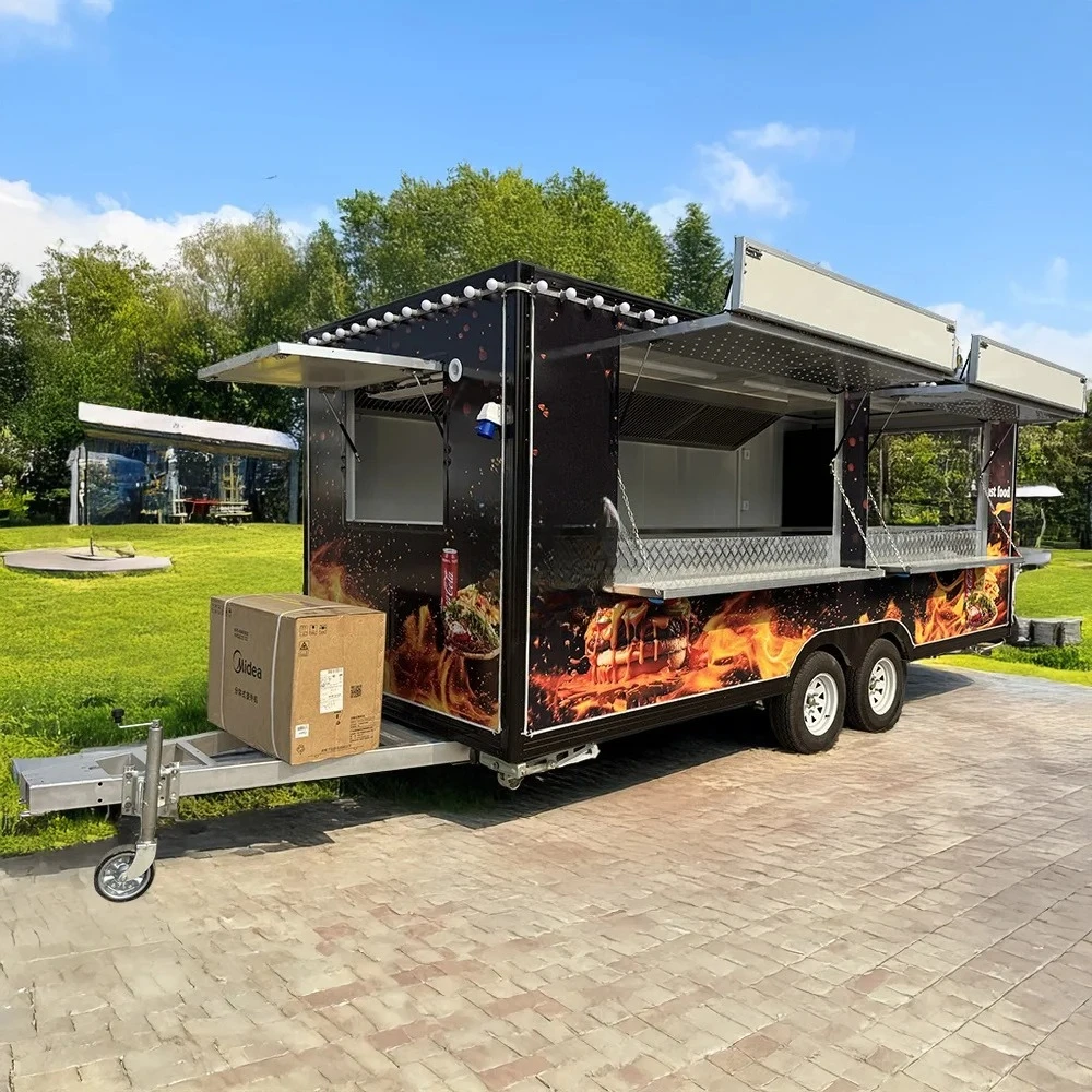 

Street Mobile Fast Food Pizza Burger Trailer Coffee Ice Cream Truck Kiosk Food Cart for Sale Salon Truck