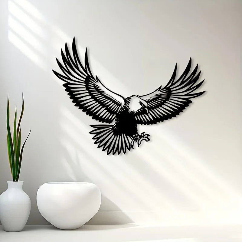 Brand Majestic Eagle Metal Wall Art, Regal Statue Mural, Weather Resistant Decor for Trophy Room & Library, Ideal Gift