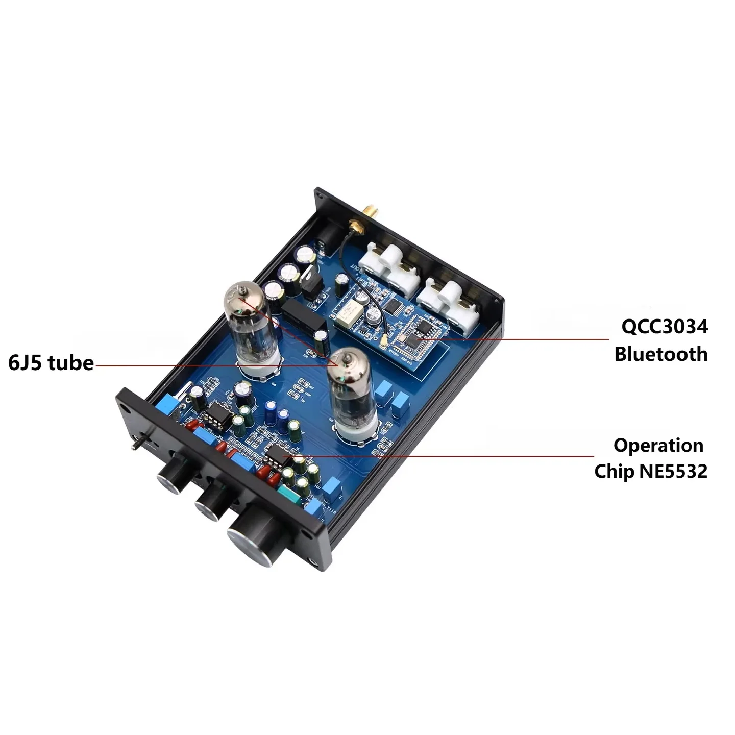 YJCO 6J5 Vakuumröhren-Vorverstärker QCC3034 Bluetooth 5.1 AptX HD 24Bit 48KHz HiFi Klangregelung Stereo RCA Vorverstärker für Verstärker und Lautsprecher – Detail 4