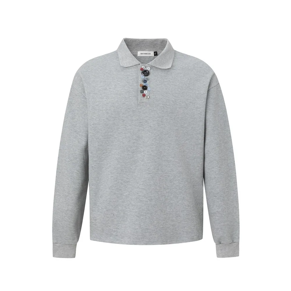 Colorful Buttons Designer Basic Winter Spring Tops Pullovers Long Sleeve Sweatshirts T-shirts for Women Men Streetwear Office