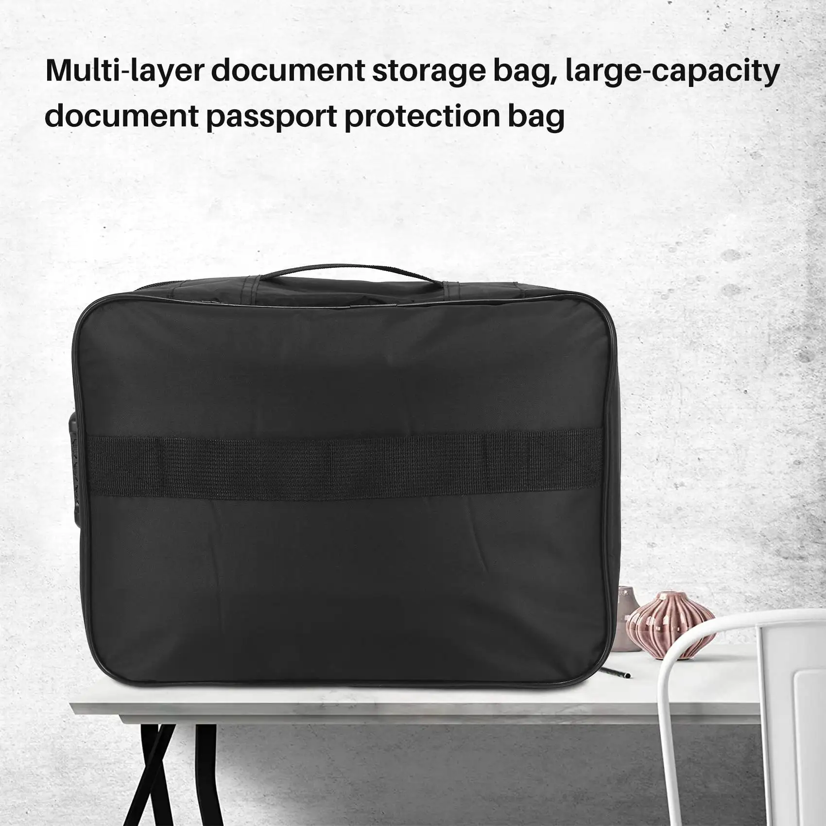 Important File Pocket Holder,Document Organizer Box,Oxford Waterproof Document Storage Bag with Safe Code Lock (Black)