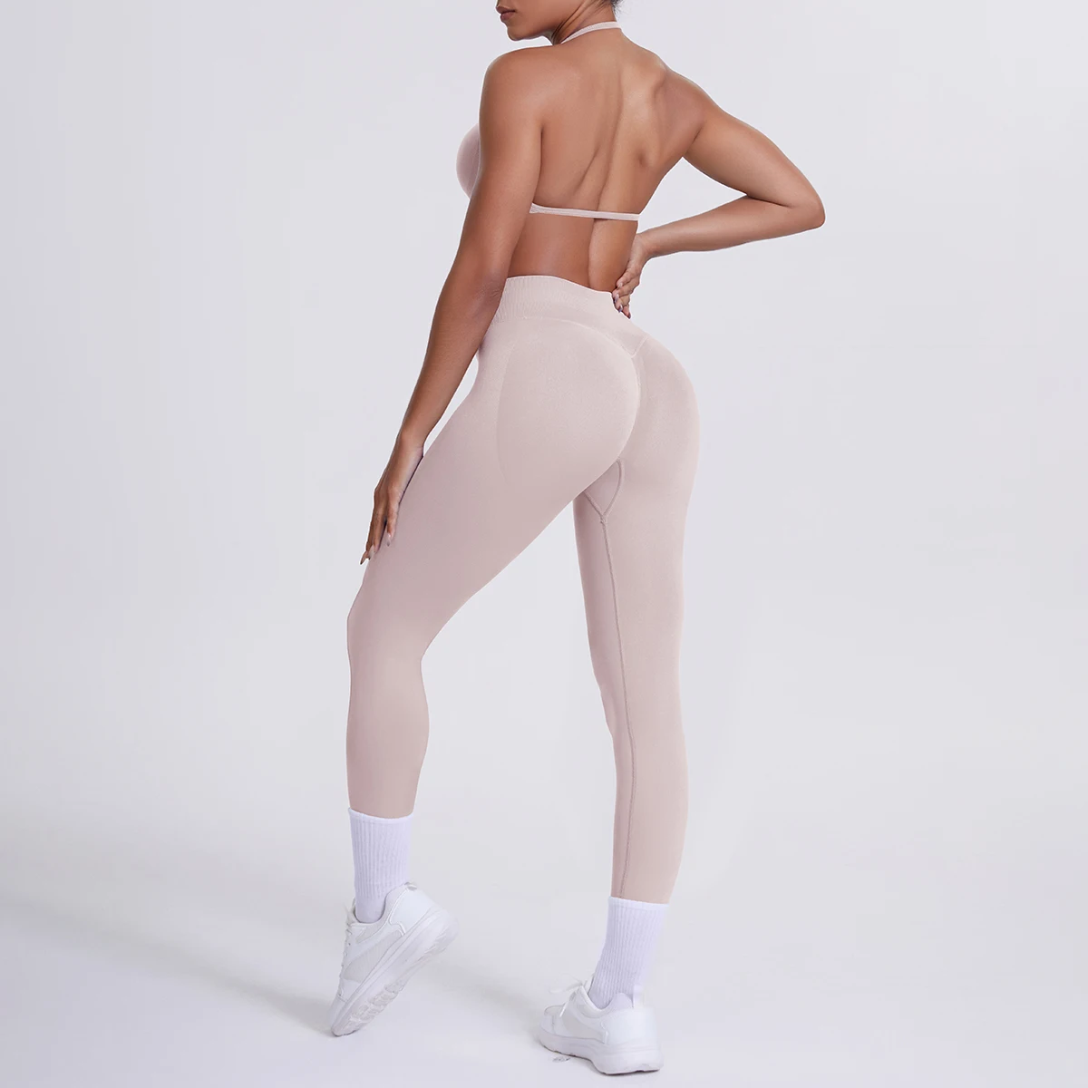 Frauen 2 stücke Patchwork Sport Yoga Anzug Training Ärmellose Sport Gym Tops Bauch-steuer Abnehmen Booty Leggings Yoga Anzug Sport – Detail 20
