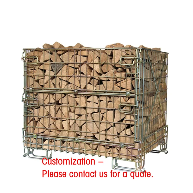custom.Heavy Duty Steel Wire Mesh Storage Boxes & Cages with Wooden Pallet 500L Capacity