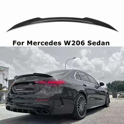 For Mercedes W206 Sedan C-Class 4DOOR C200 C260 X Style Carbon Fiber Rear Spoiler Trunk Wing 2021-2023 FRP black Forged Carbon