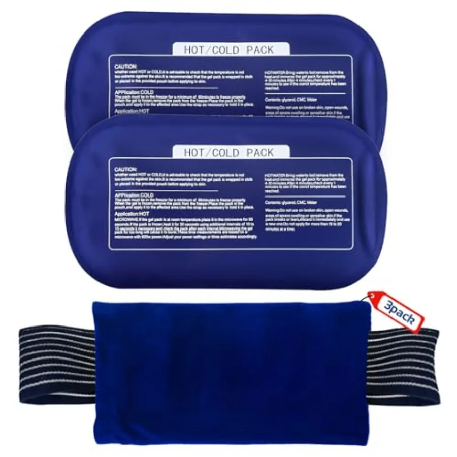 

Ice Packs for Injuries Reusable 3-Piece Set Hot and Cold Ice Packs for Knee, Reusable Gel Wraps Support, Adjustable Ice Pack Pa