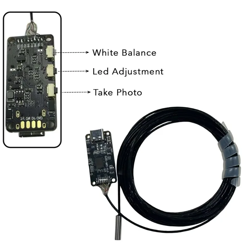 OV9734 endoscopic camera with imaging depth of 3 to 50mm, ideal for industrial inspection, available in OEM size customization