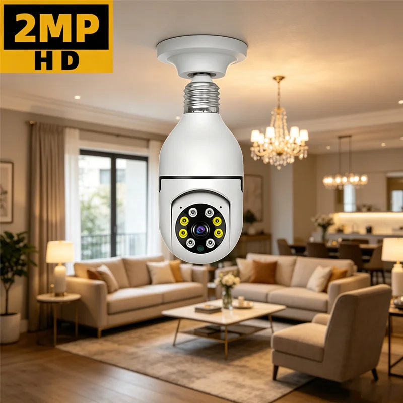 WIFI HD Surveillance 1080P IP Lens Cameras Auto Tracking Audio Video Wireless Security Surveillance PTZ Camera Bulb Installation
