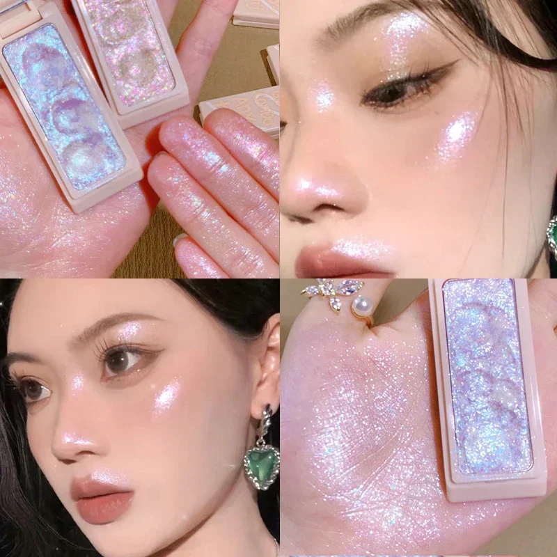 Puré de patatas con textura, sombra de ojos con brillo, sombra de ojos resistente al agua de larga duración, brillo nacarado, paleta de maquillaje resaltador corporal