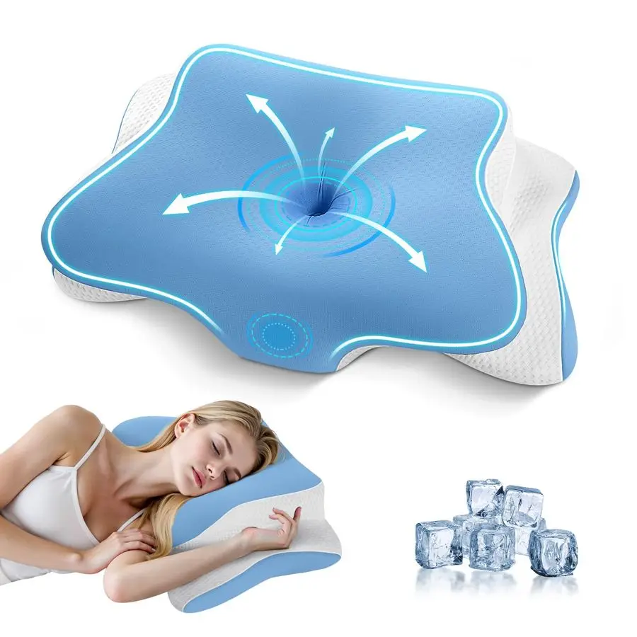 

Cervical Neck Pillow for Sleeping, Odorless Memory Foam Pillows amp Cooling Cover, Ergonomic Orthopedic Neck Support Pillow for
