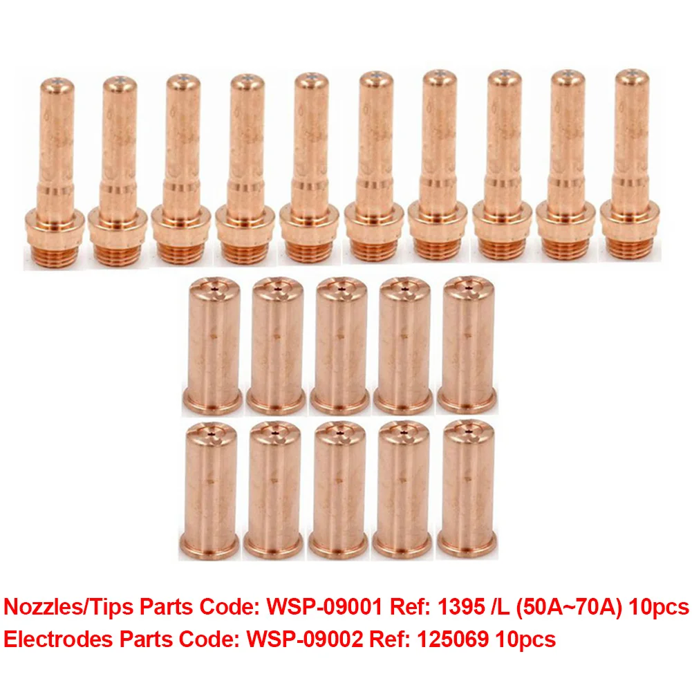 

20pcs Plasma Electrodes+plasma Nozzles Set For Cebora CP-70 AIR Plasma Cutting Torch WSP-09001/WSP-09002 Replacement Tool