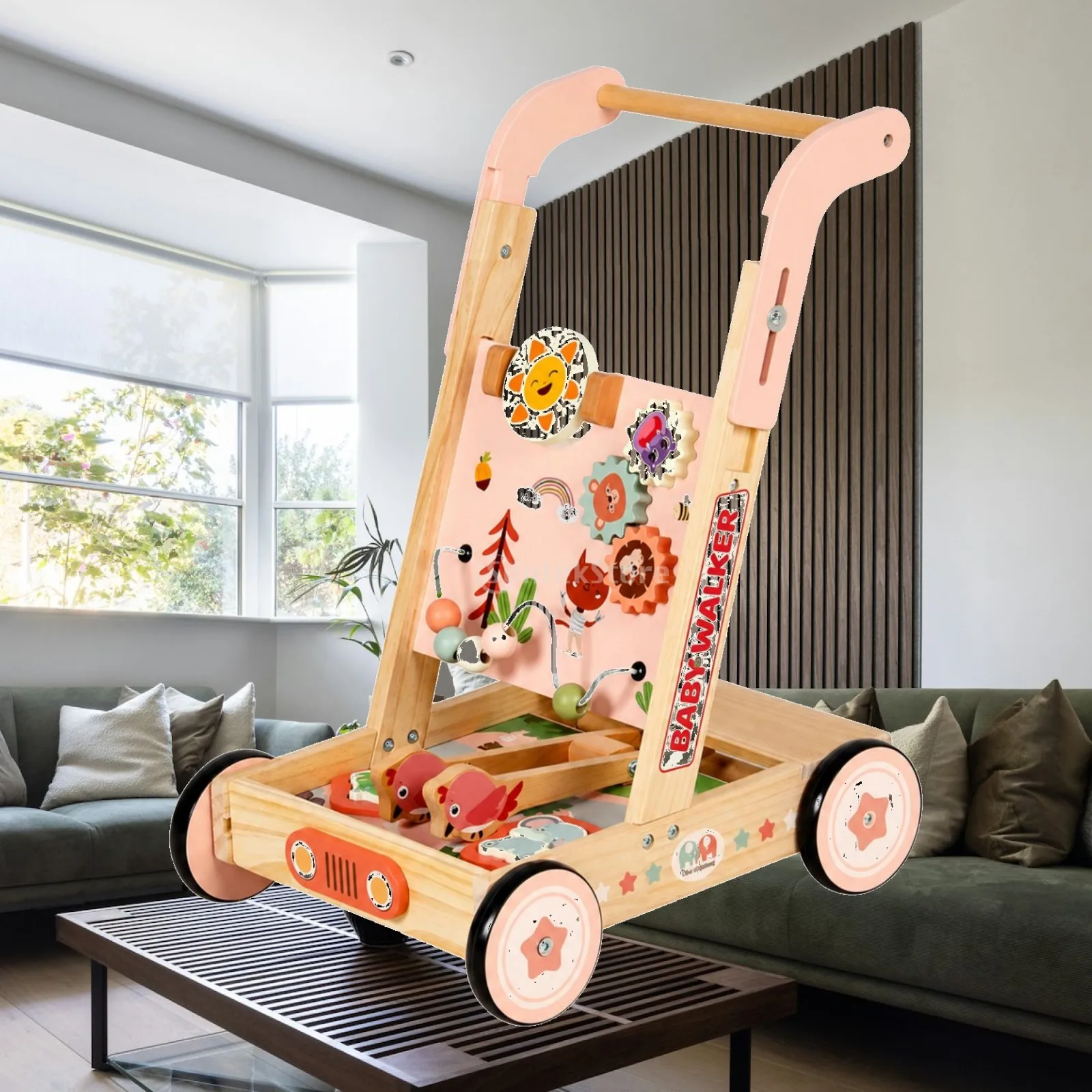 toddler-wooden-walker-toy-for-children-learning-to-walk-sturdy-frame-with-pink-curved-handle