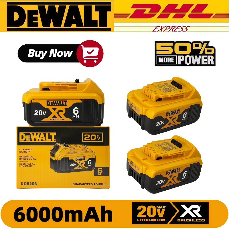 

100% Оригинальный аккумулятор Dewalt 6Ач 20В для электроинструментов DCB206, DCB205, DCB200