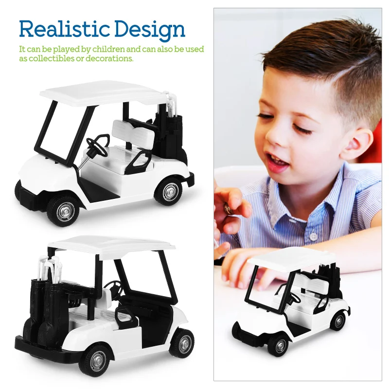 Modèle de voiture de golf en alliage moulé sous pression pour enfants, jouets de collection de simulation, voitures en métal, son et lumière, véhicules à dos nervuré, cadeau