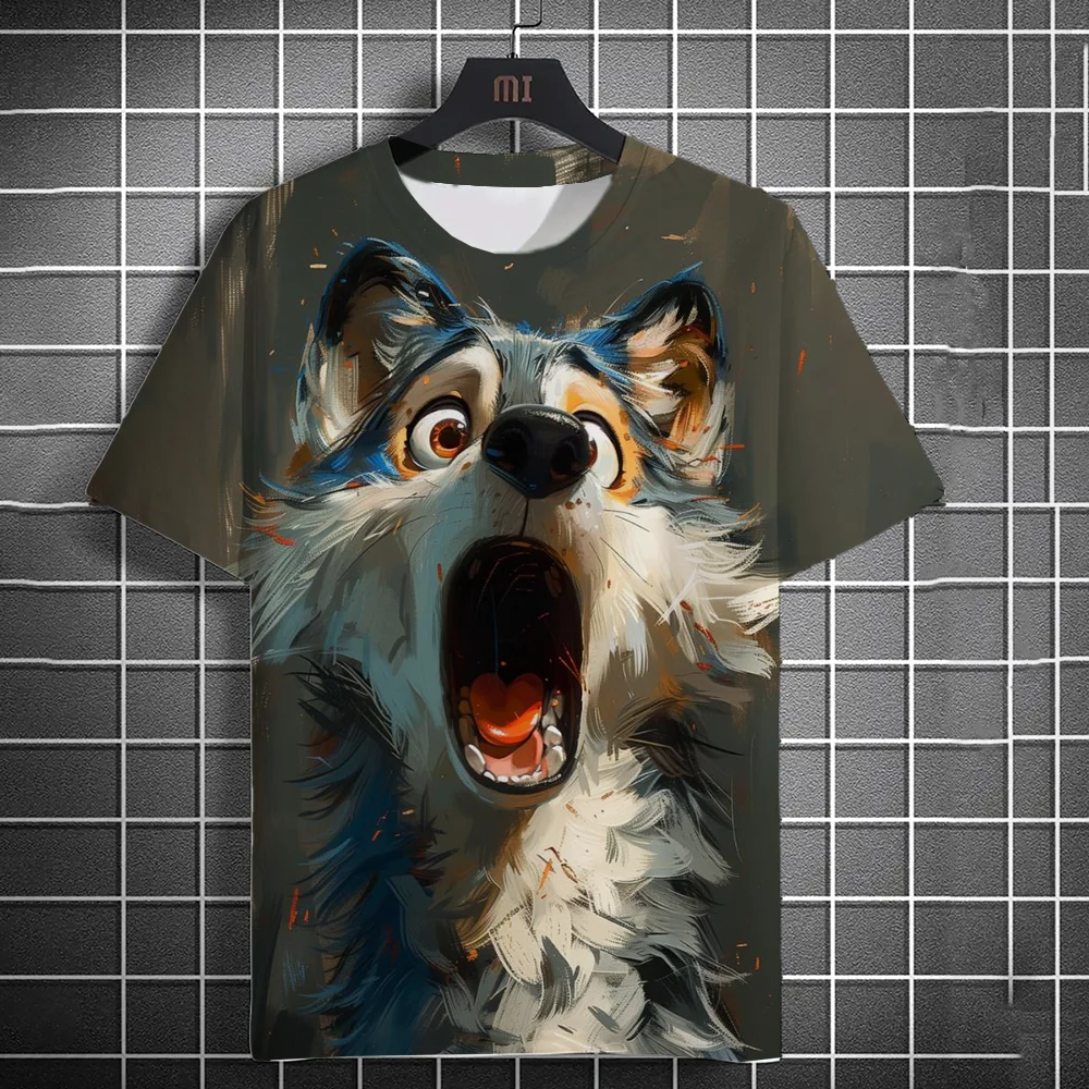 

New Fashion Men's Daily T-Shirt 3D Printing Fun animal printing short sleeve street fashion wolf fox print round neck top