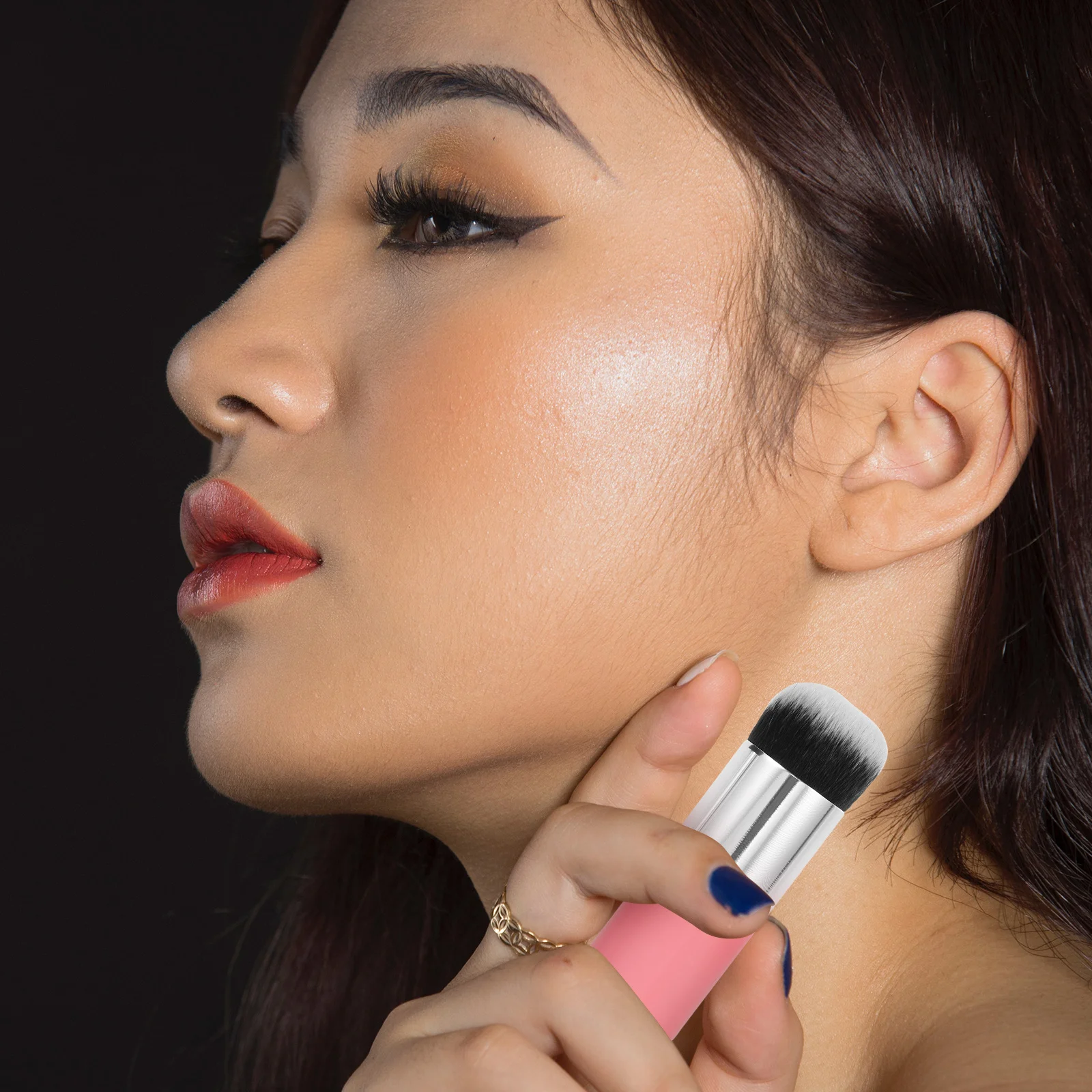 2Pcs Makeup Brush Set Premium Synthetic Hair Dense Soft Foundation Blush Powder Brush for Women Beauty Tool Liquid Cream