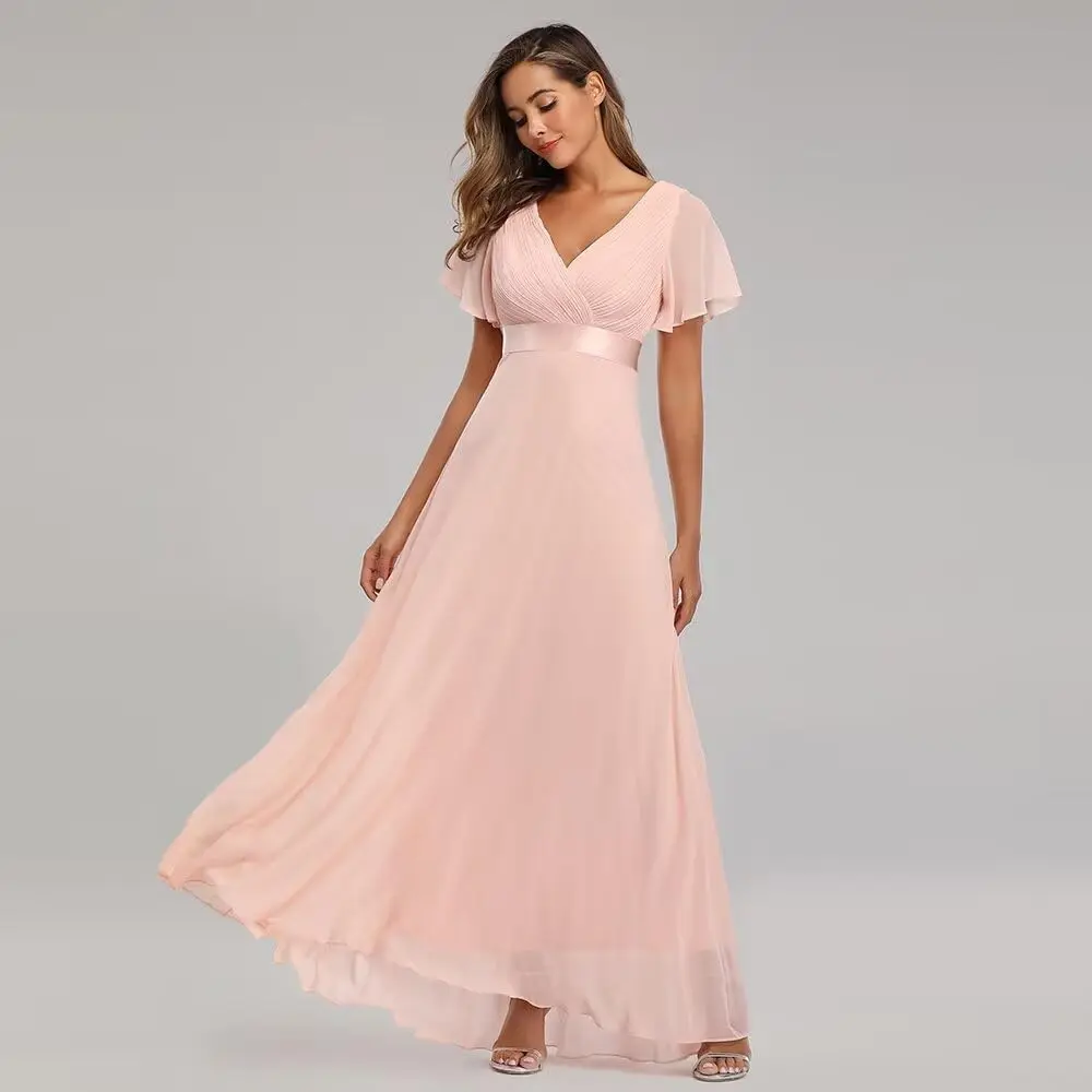

Exquisite Long Chiffon Mother of The Bride Dresses A-Line Empire Waist Formal Dress with Flutter Sleeves 2025 Customized