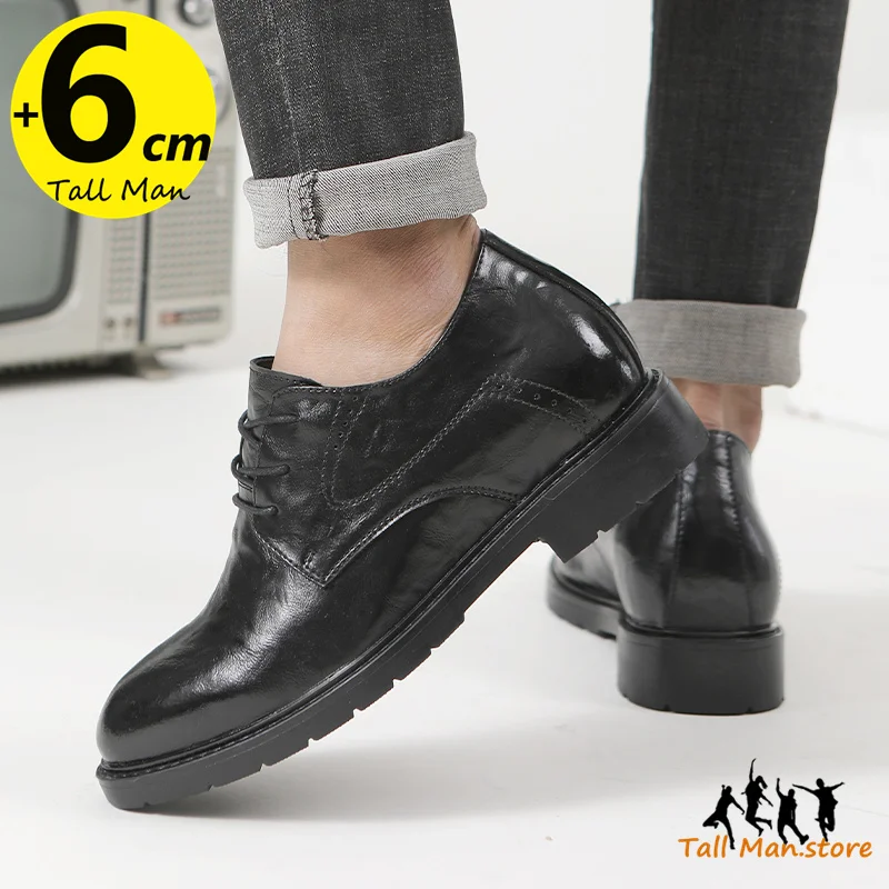 Business Men Wedding Leather Shoes  Party  Elevator  Height Increase Insole 6CM Lift Man Formal  Dress Office Daily