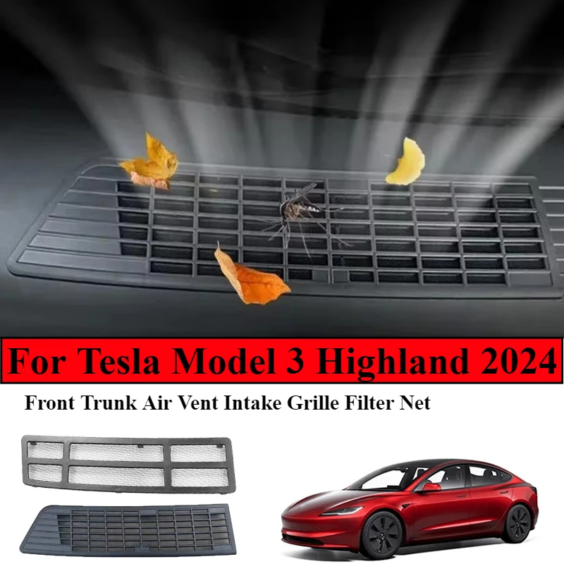 Für Tesla Modell 3 Highland 2024 Stamm Air Flow Vent Abdeckung Trim Anti-Blocking Prävention Intake Anti-insekten abdeckung Zubehör