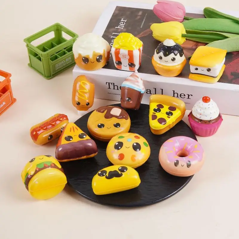 Soft Slow Rebound Simulated Bread Squeeze Toys PU Food Shaped Stress Relief Toys for Home Relaxation