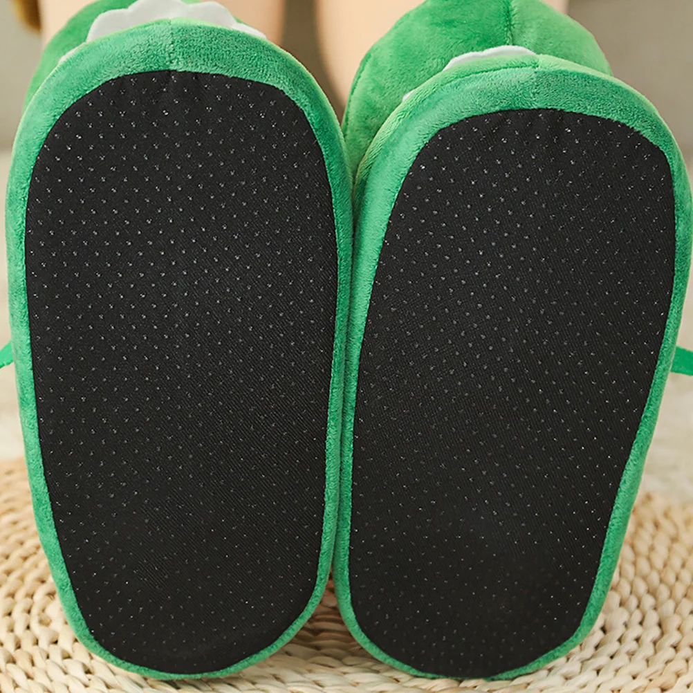 

1Pair Funny Winter Slippers Green Comfortable Home Wearing Shoes Warm Thick Bottom Non-Slip Indoor Slippers for Women