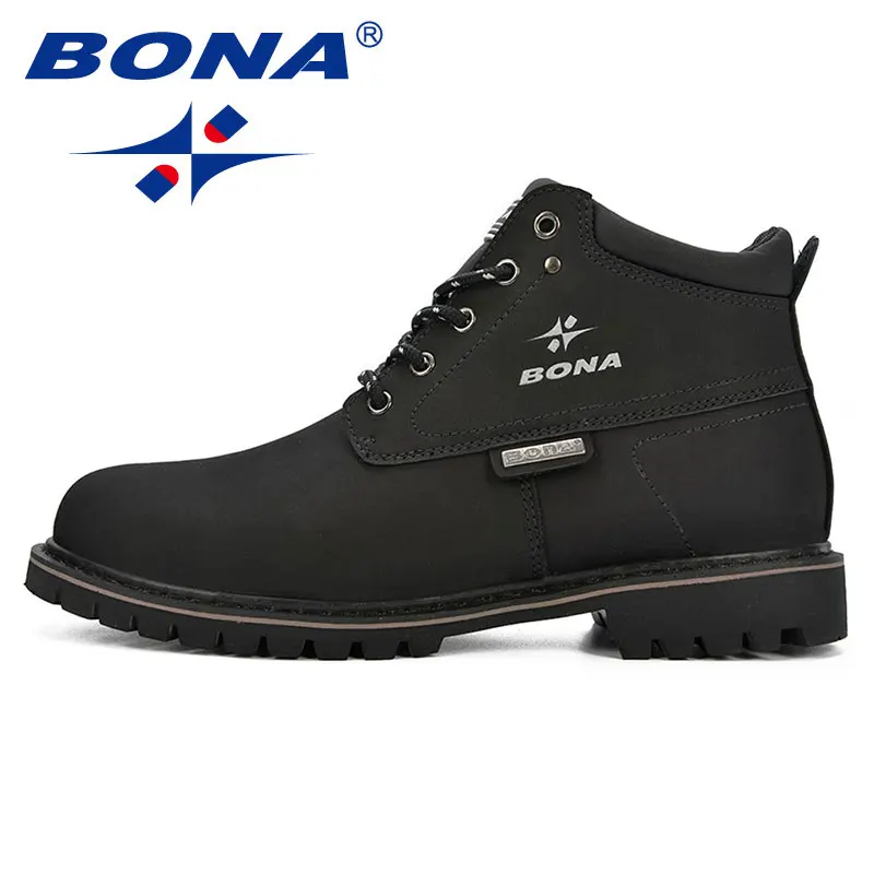 BONA Spring & Autumn Men Boots Split Leather Men Casual Fahsion Ankle Boots Outdoor Comfortable Men Leather Boots For Men Shoes