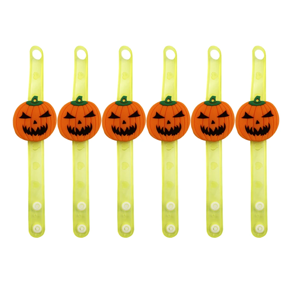 

12pcs Children Halloween Glowing Flash Bracelet Kids Pumpkin Plastic Bracelet Hand Rings Party Supplies
